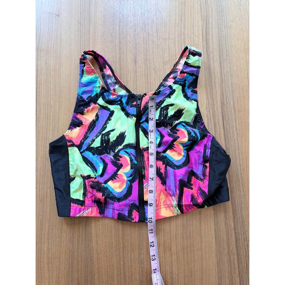 Vintage 80s Workout Top Womens Large, Retro Aerobics Athletic Shirt, Neon - Picture 4 of 8